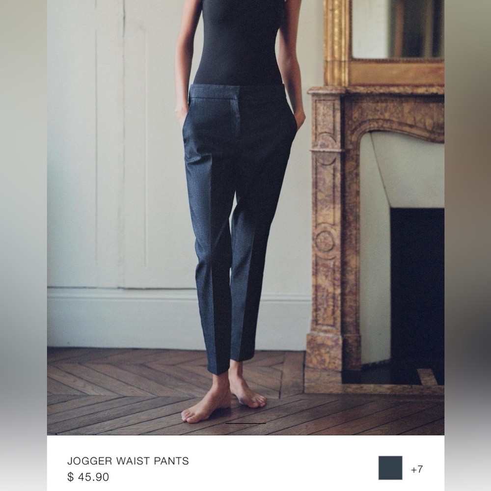 Zara Indigo Jogger Mid Rise Tapered Pants